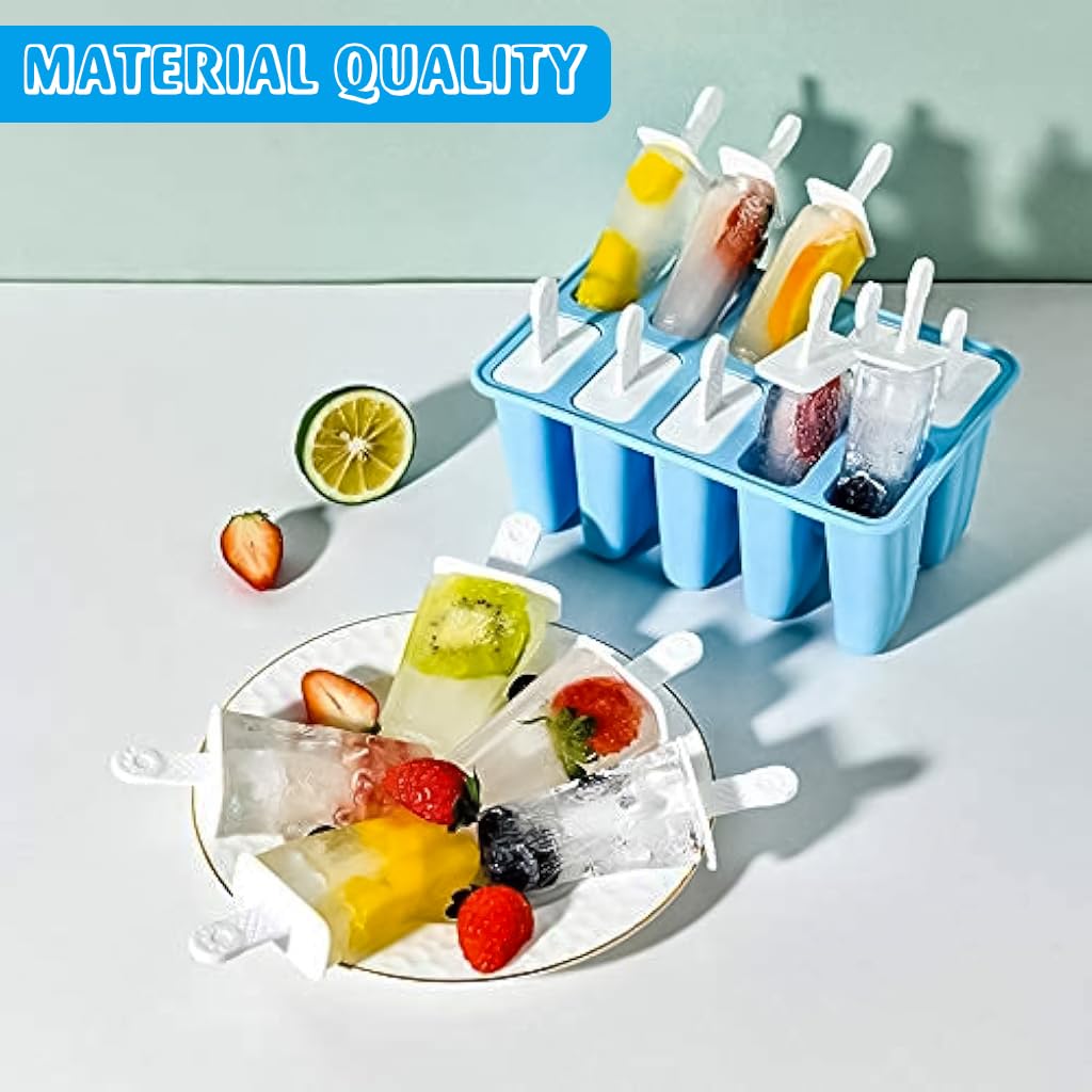 HASTHIP Popsicle Molds, 10 Pieces Popsicle Molds Reusable Silicone BPA Free Ice Pop Easy Release Popsicle Molds With Silicone Funnel & Cleaning Brush HASTHIP Popsicle Molds, 10 Pieces Popsicle Molds Reusable Silicone BPA Free Ice Pop Easy Release Popsicle Molds With Silicone Funnel & Cleaning Brush